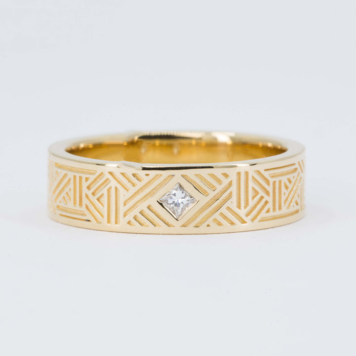 Orion Men's Wedding Band with Princess Cut Diamond