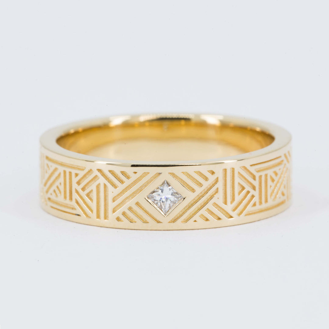 Orion Men's Wedding Band with Princess Cut Diamond