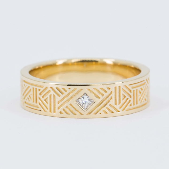 Orion Men's Wedding Band with Princess Cut Diamond