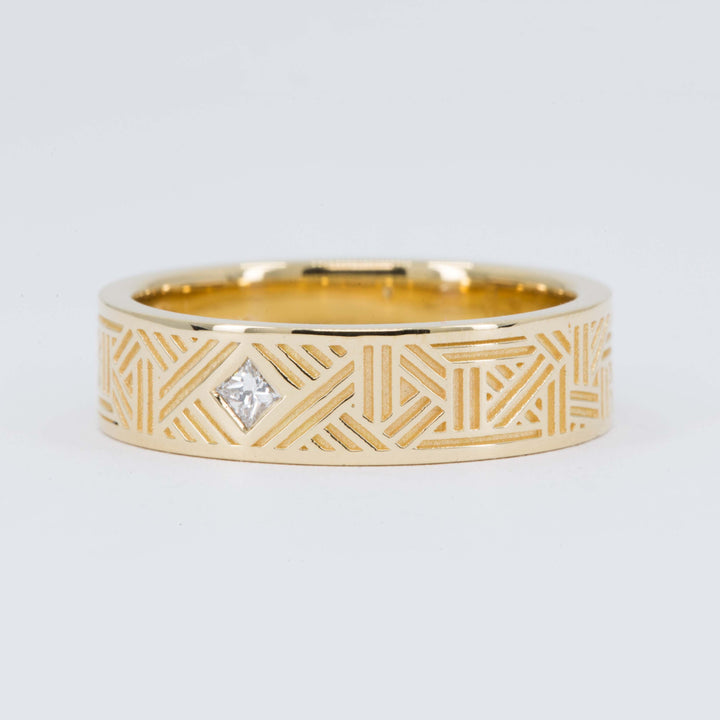 Orion Men's Wedding Band with Princess Cut Diamond