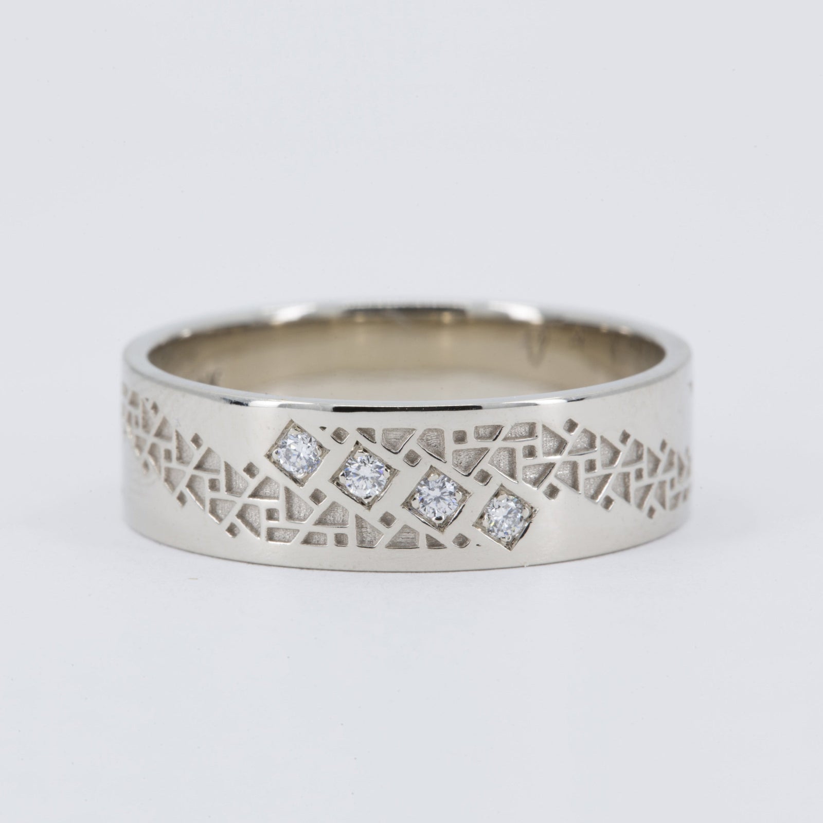 Rhys Men's Wedding Band with Diamonds in 14K Yellow Gold
