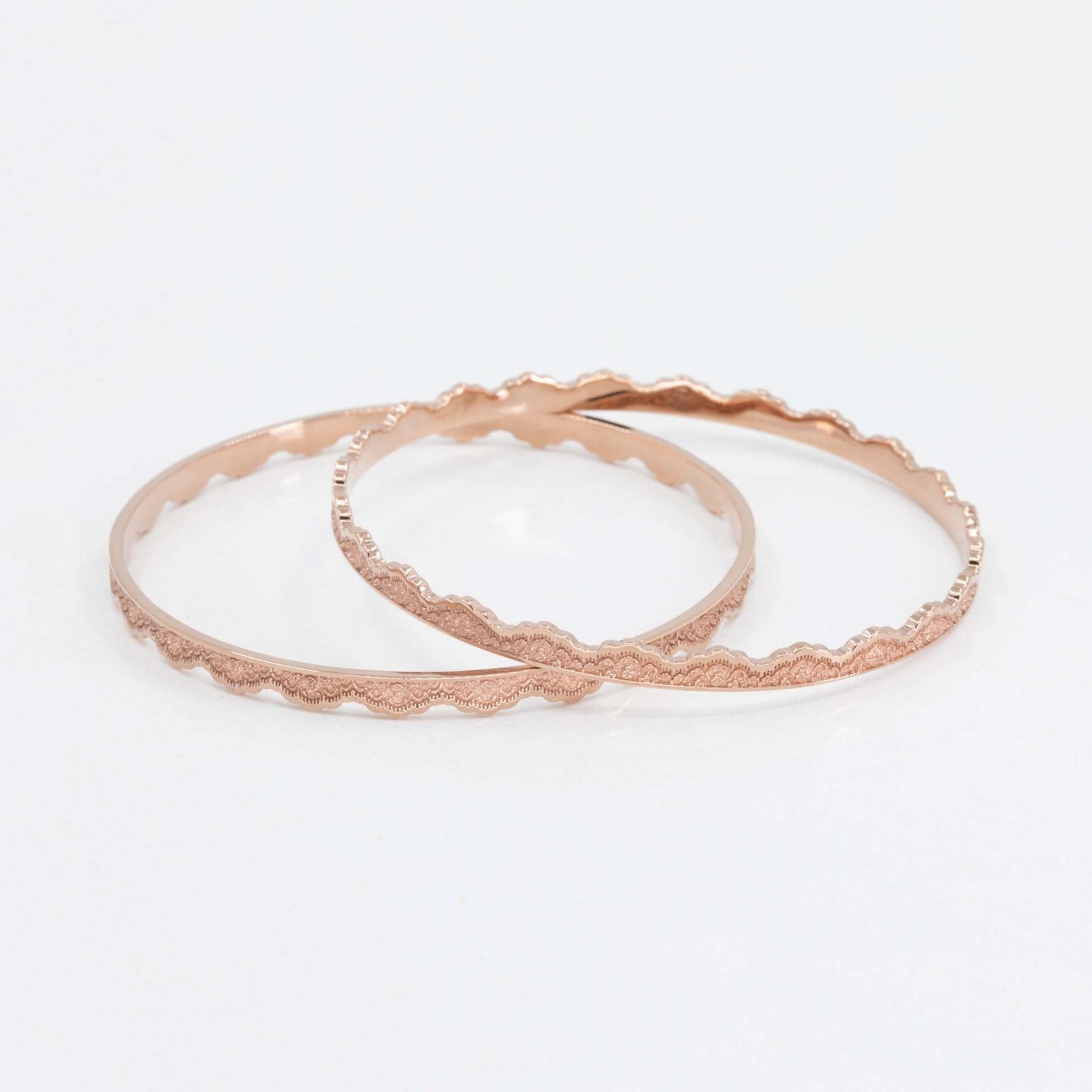 Two Stacking Maeve Lace Bangle Bracelets in 14K Gold – view 2