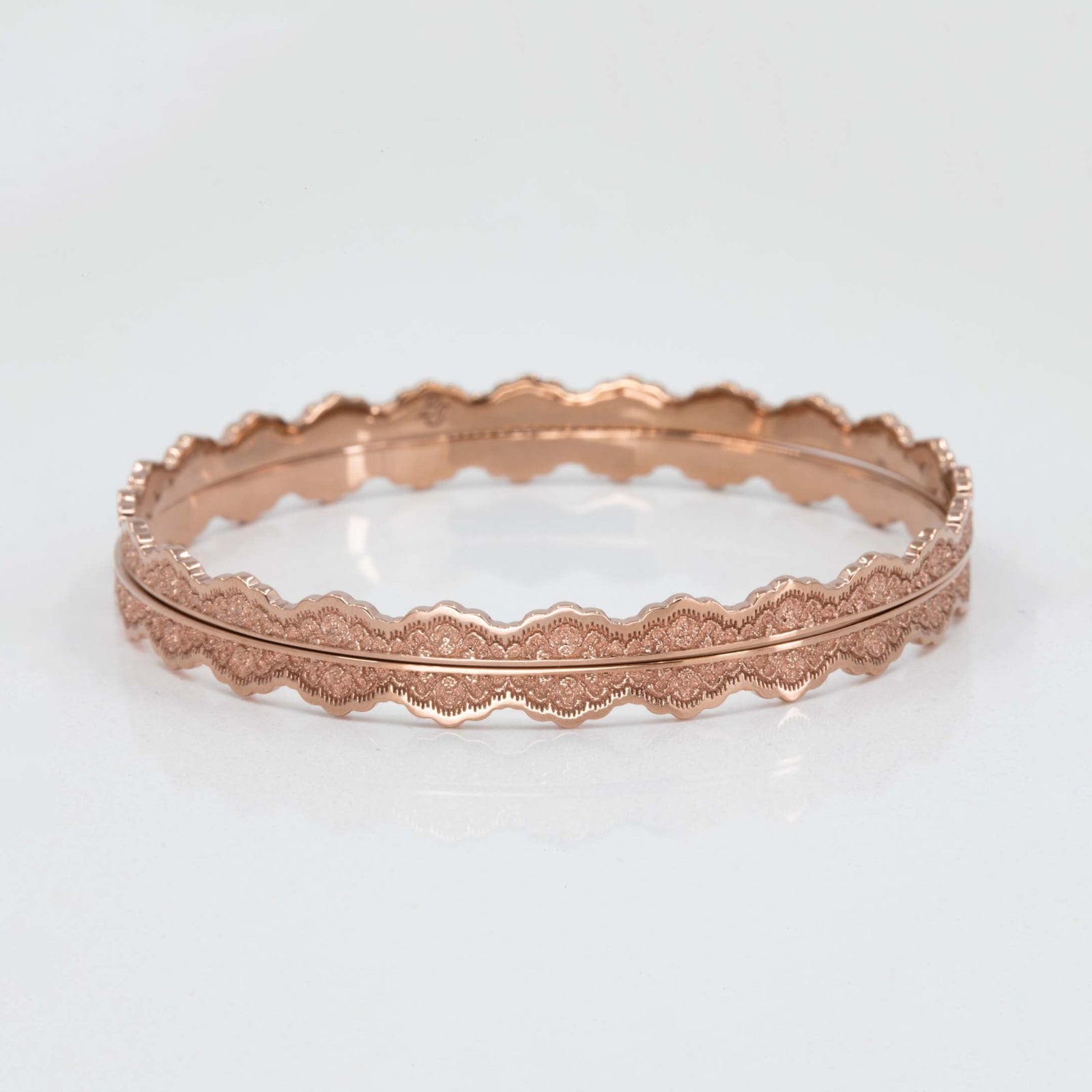 Two Stacking Maeve Lace Bangle Bracelets in 14K Gold