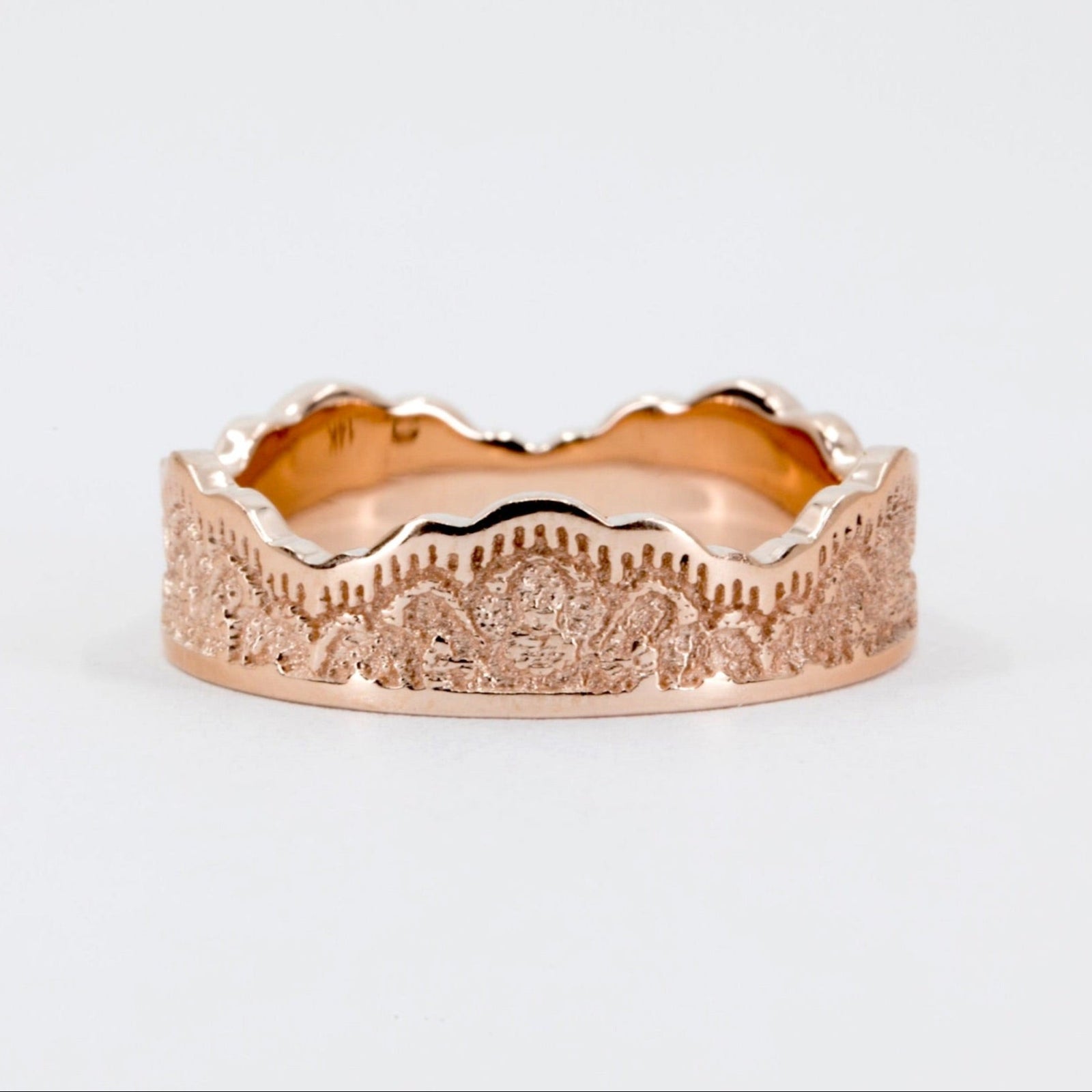 Aksana Lace Crown Wedding Ring in 14K Yellow Gold