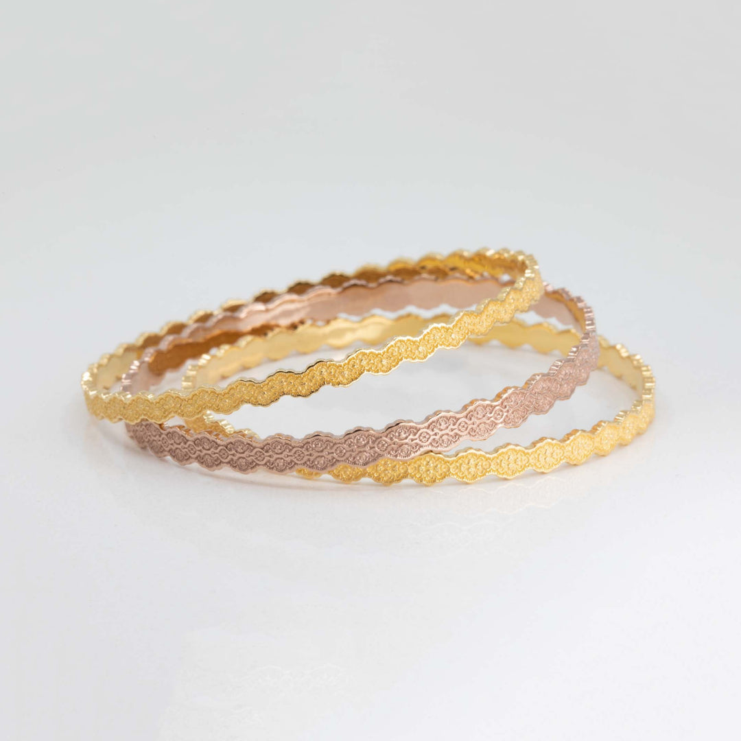 Set of Three Stacking Lace Bangle Bracelets
