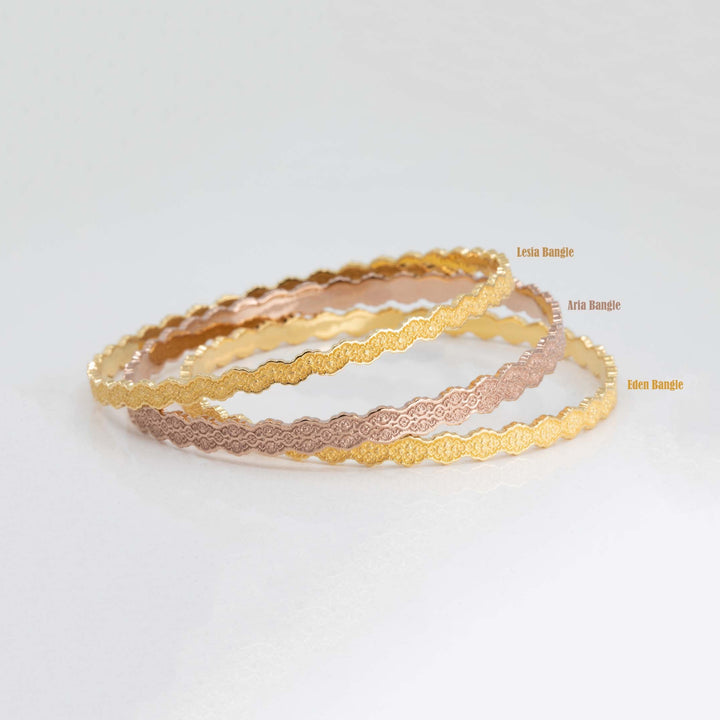 Set of Three Stacking Lace Bangle Bracelets