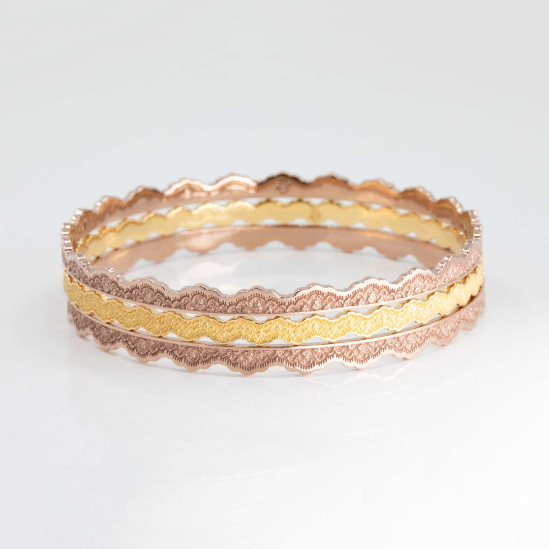 Set of Three Stacking Lace Bangle Bracelets