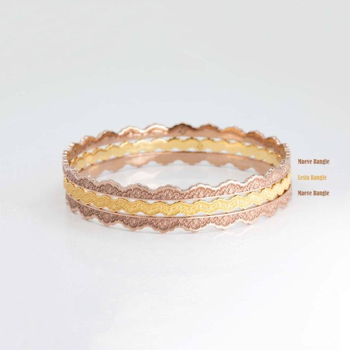 Set of Three Stacking Lace Bangle Bracelets