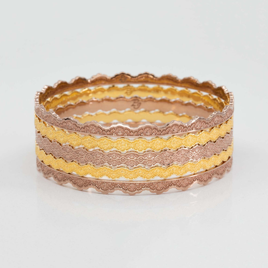 Set of Five Stacking Lace Bangle Bracelets