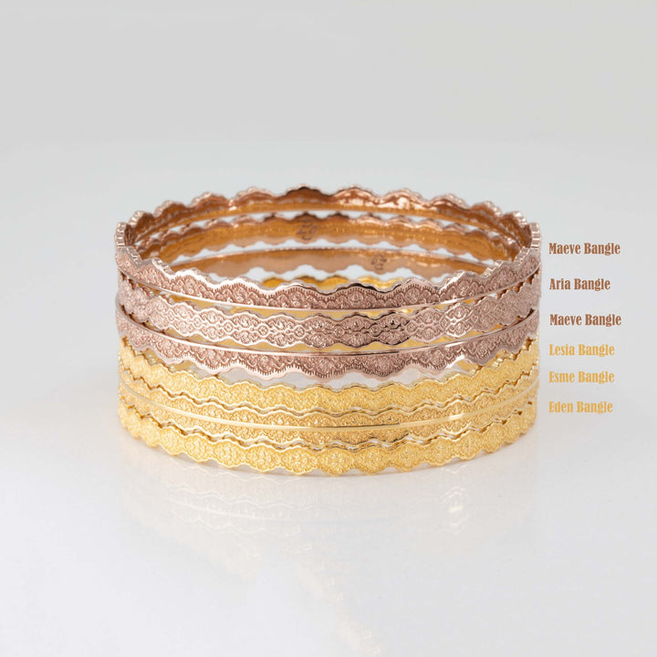Set of Six Stacking Lace Bangle Bracelets