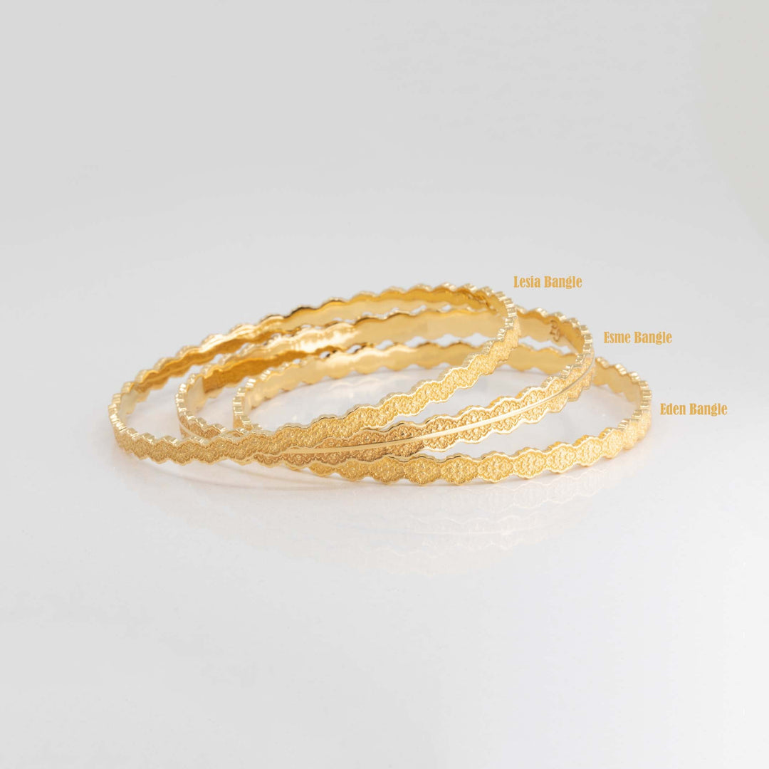 Set of Three Stacking Lace Bangle Bracelets