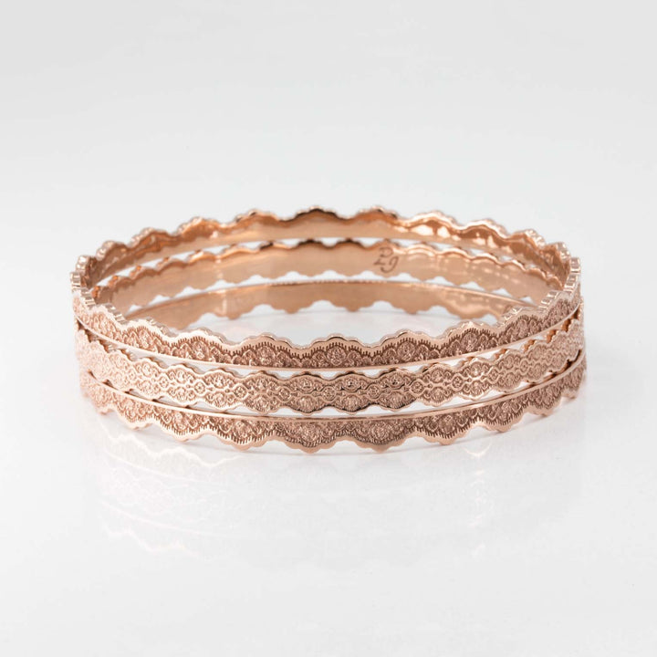Set of Three Stacking Lace Bangle Bracelets