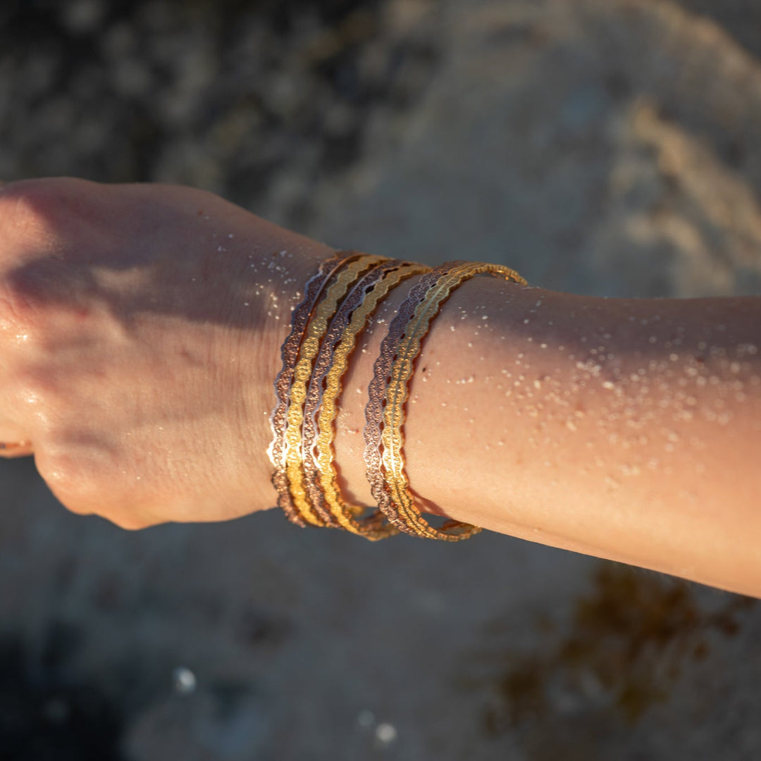 Set of Six Stacking Lace Bangle Bracelets