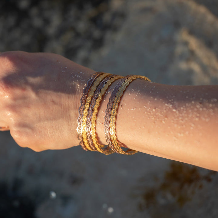 Set of Six Stacking Lace Bangle Bracelets