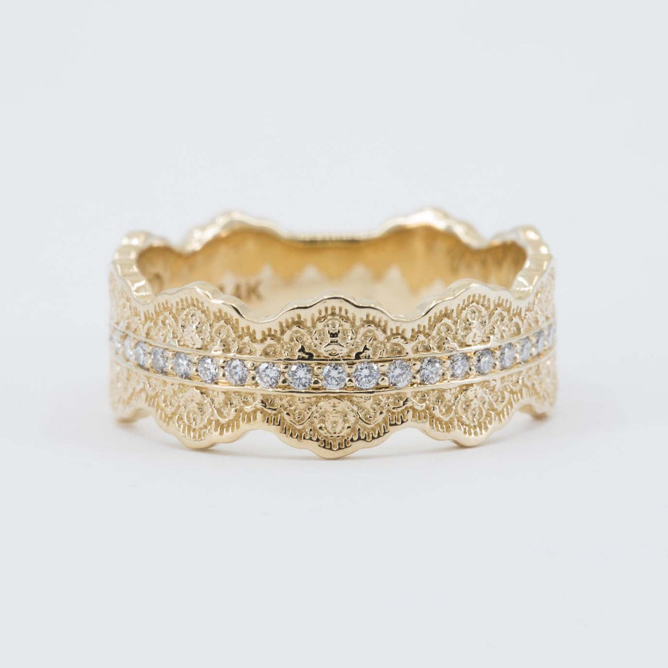 Esme Lace Wedding Ring with Eternity Diamonds in 14K Yellow Gold