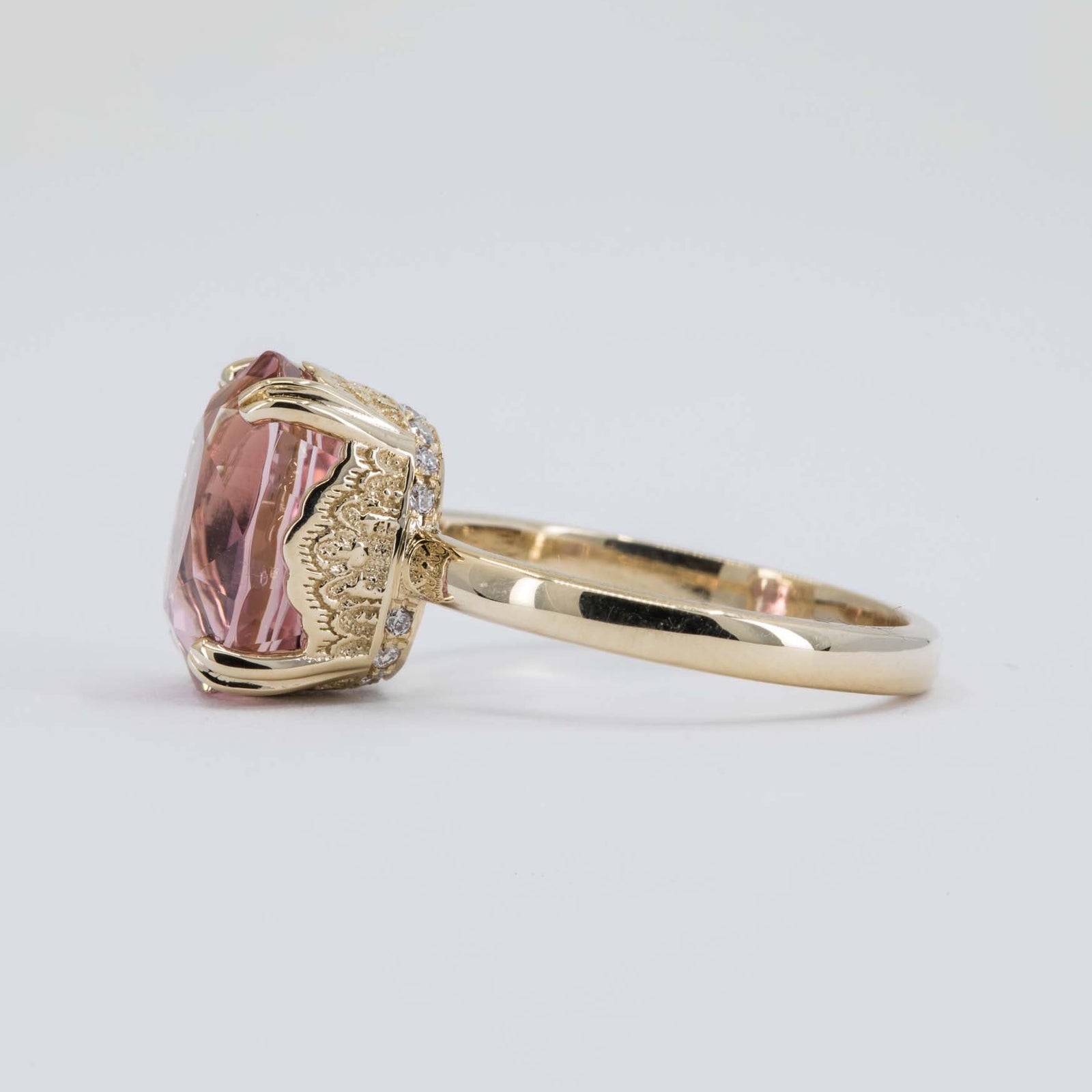 Roselle Engagement Ring Setting in 14K Yellow Gold with diamond – view 2