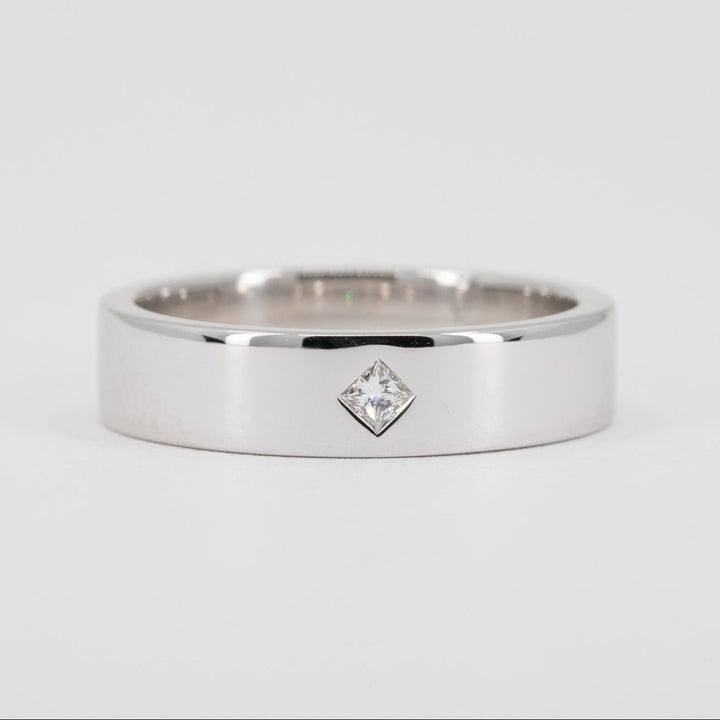 Theo Men's Wedding Band with Princess Cut Diamond