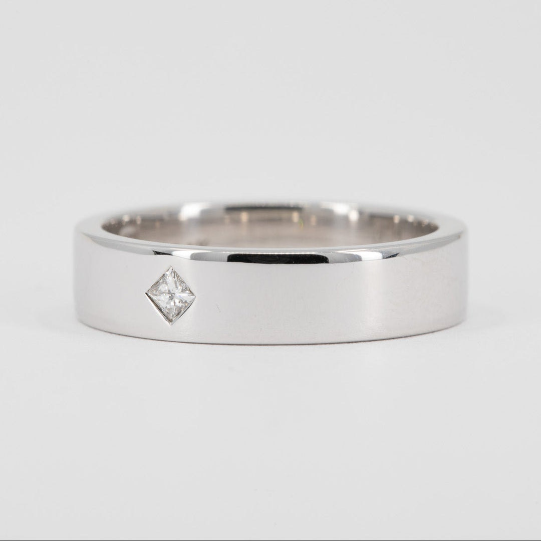 Theo Men's Wedding Band with Princess Cut Diamond