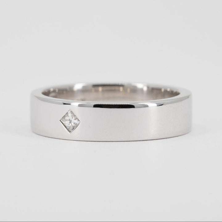Theo Men's Wedding Band with Princess Cut Diamond