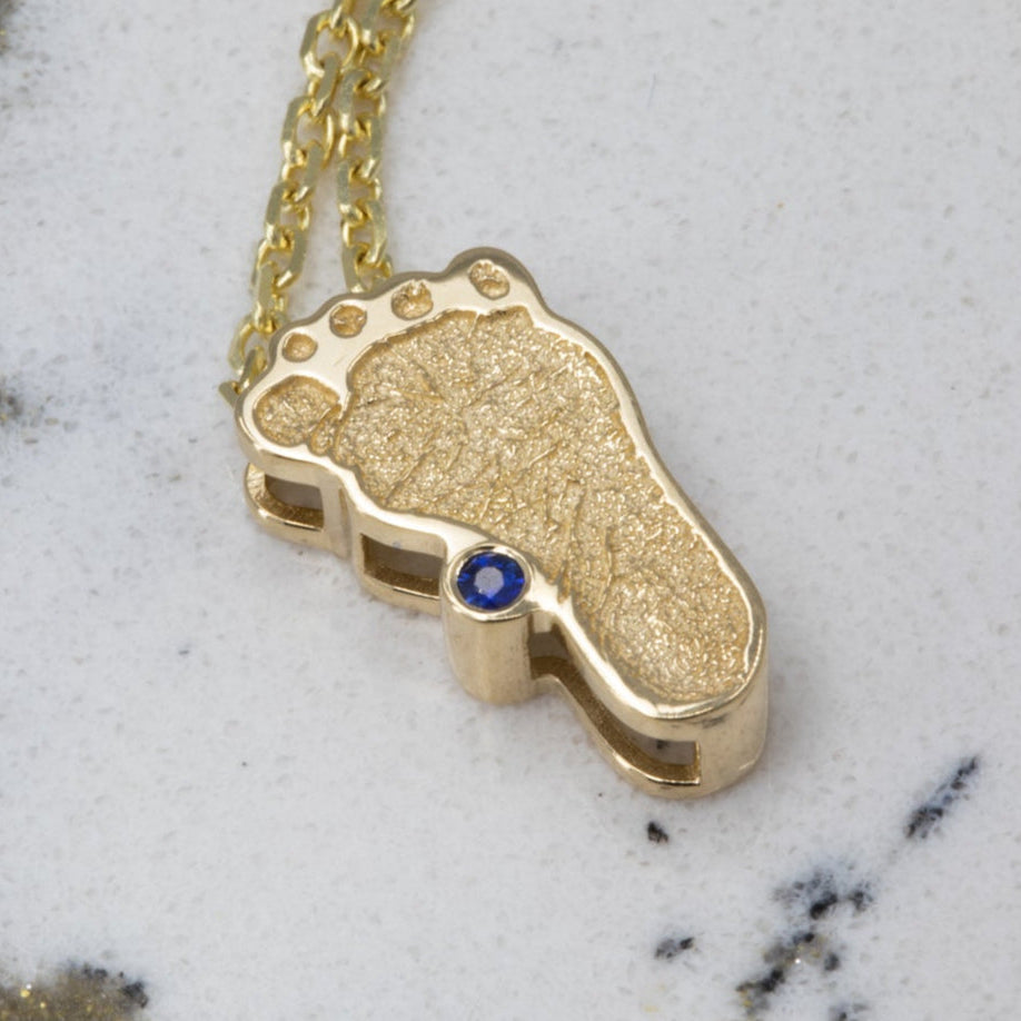 Custom Baby Footprint Pendant in Gold: Unique Keepsake in 14K Yellow Gold – view 2