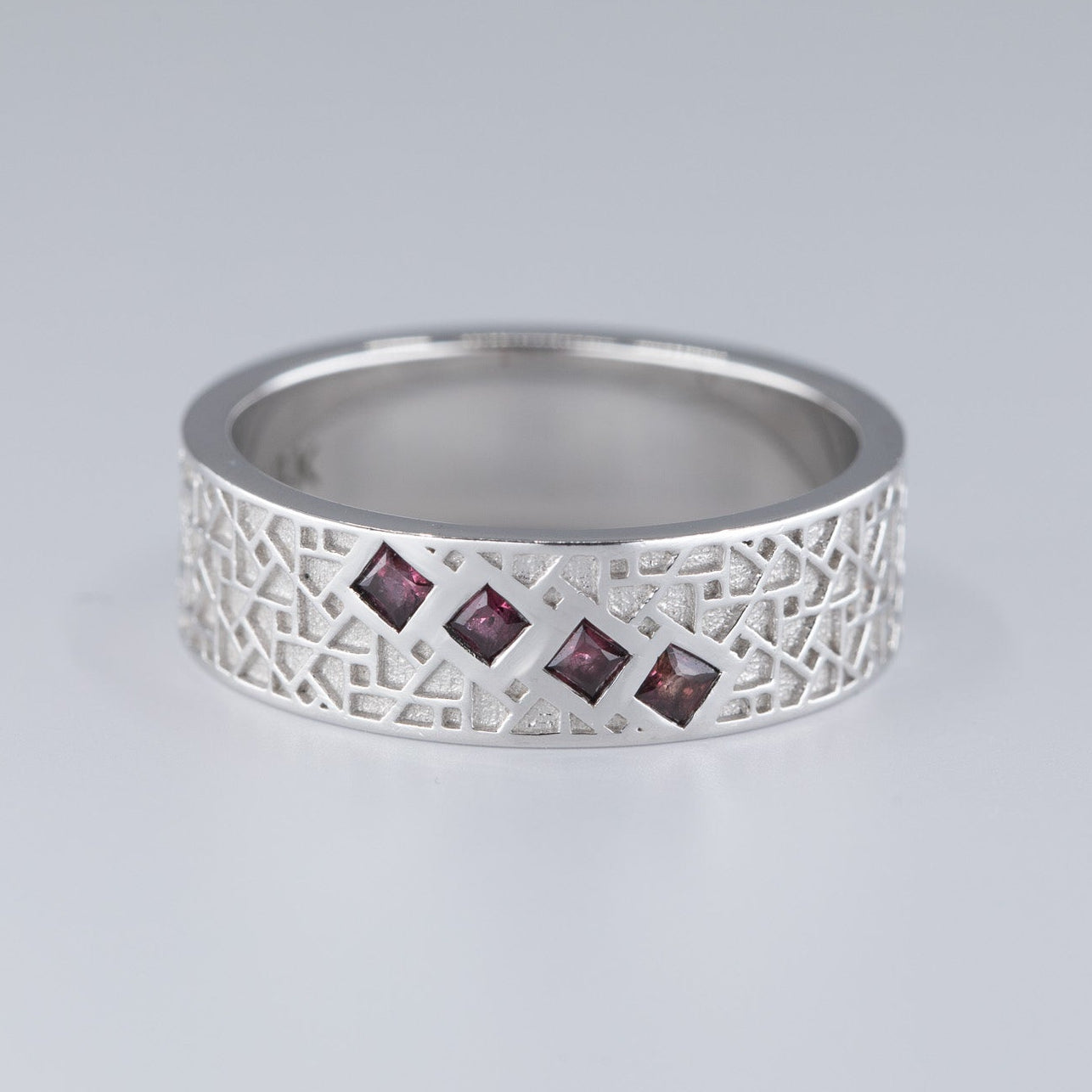 Atlas Men's Wedding Band with Princess Rubies