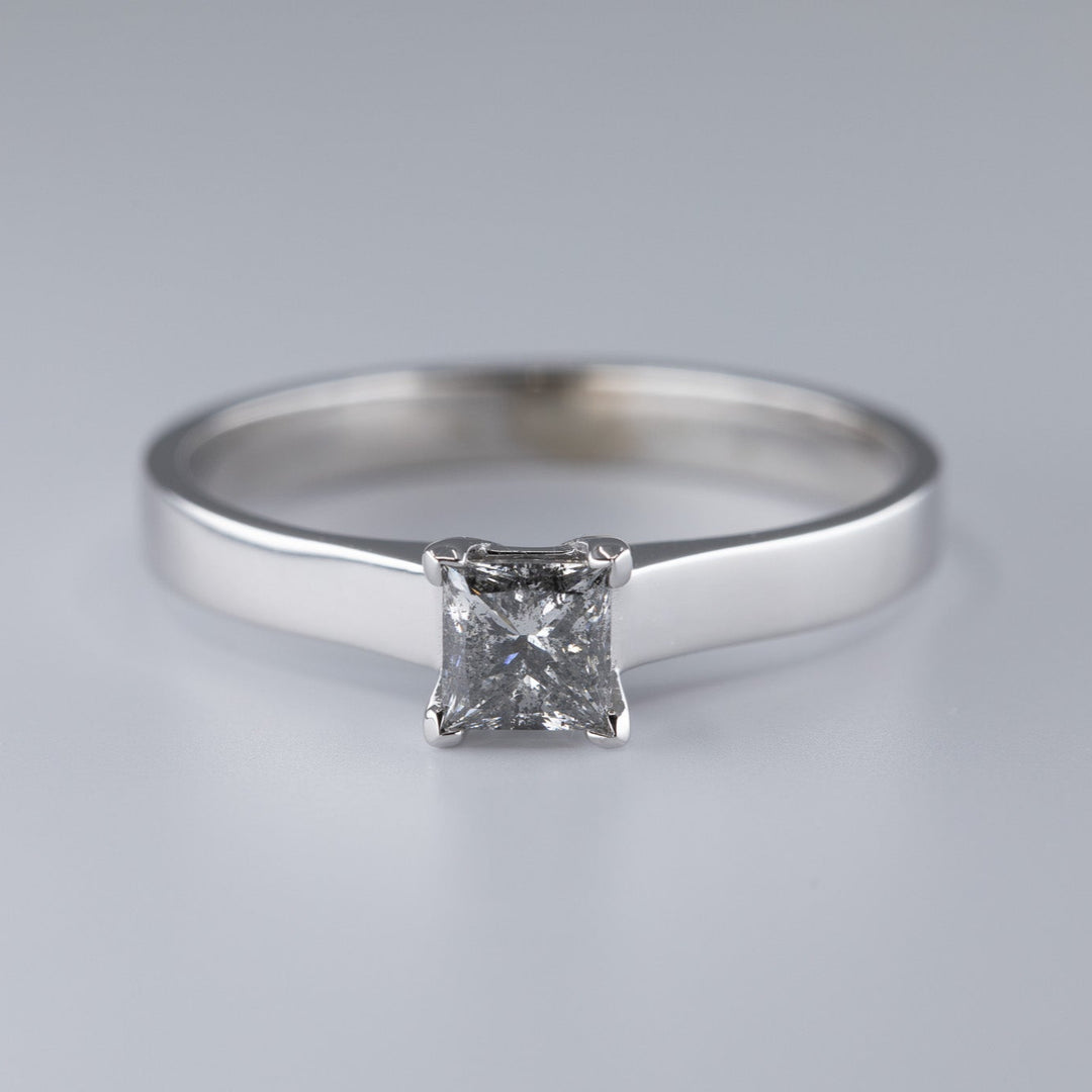 1/2 Carat Princess Diamond Engagement Ring in 14K White Gold - Size 9