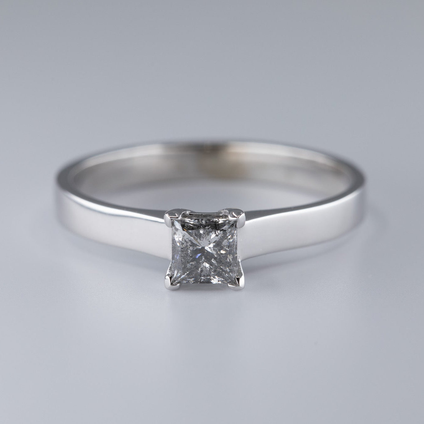 1/2 Carat Princess Diamond Engagement Ring in 14K White Gold