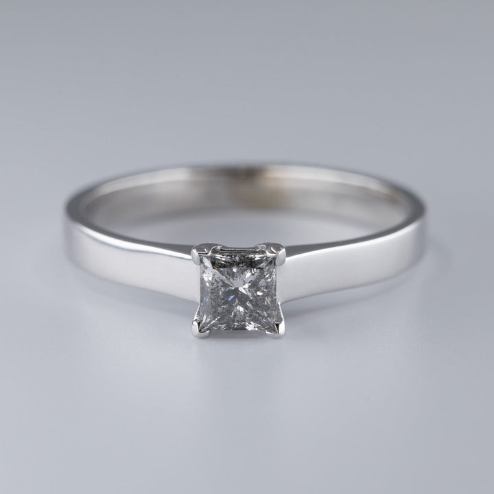 1/2 Carat Princess Diamond Engagement Ring in 14K White Gold - Size 9