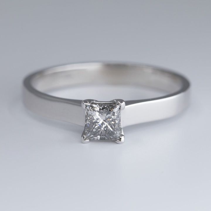 1/2 Carat Princess Diamond Engagement Ring in 14K White Gold - Size 9