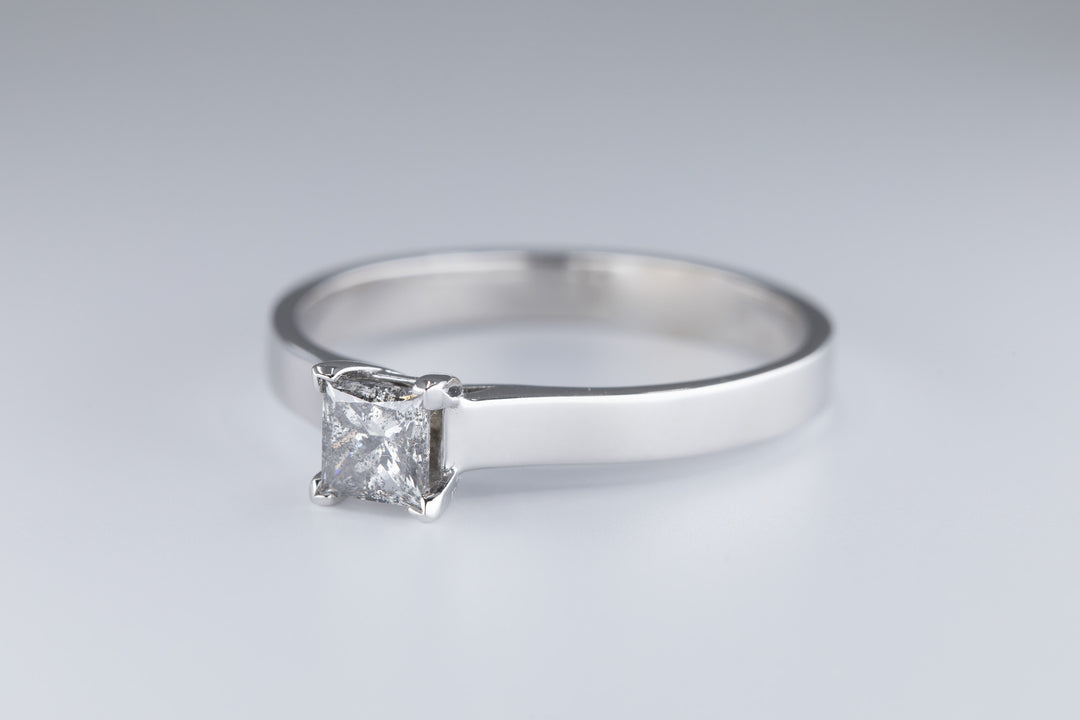1/2 Carat Princess Diamond Engagement Ring in 14K White Gold - Size 9