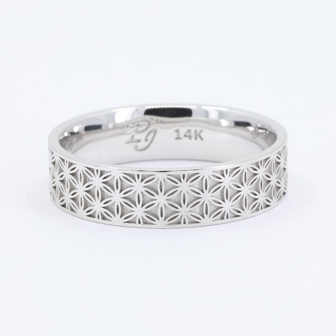 Florus Men's Flower of Life Comfort Fit Band in 14K Yellow Gold