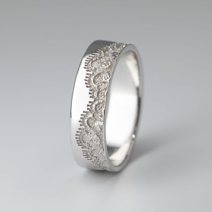 Esti Lace Classic Wedding Ring in 14K White Gold - Size 5.25