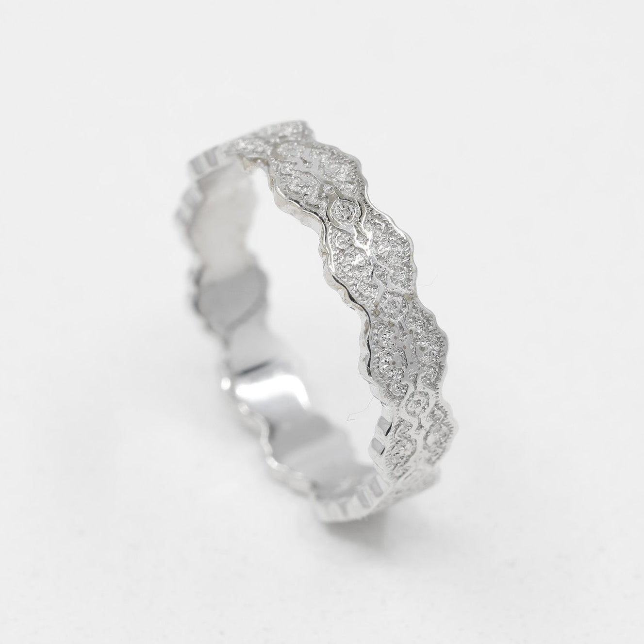 Aria Lace Wedding Ring in 14K White Gold – view 2