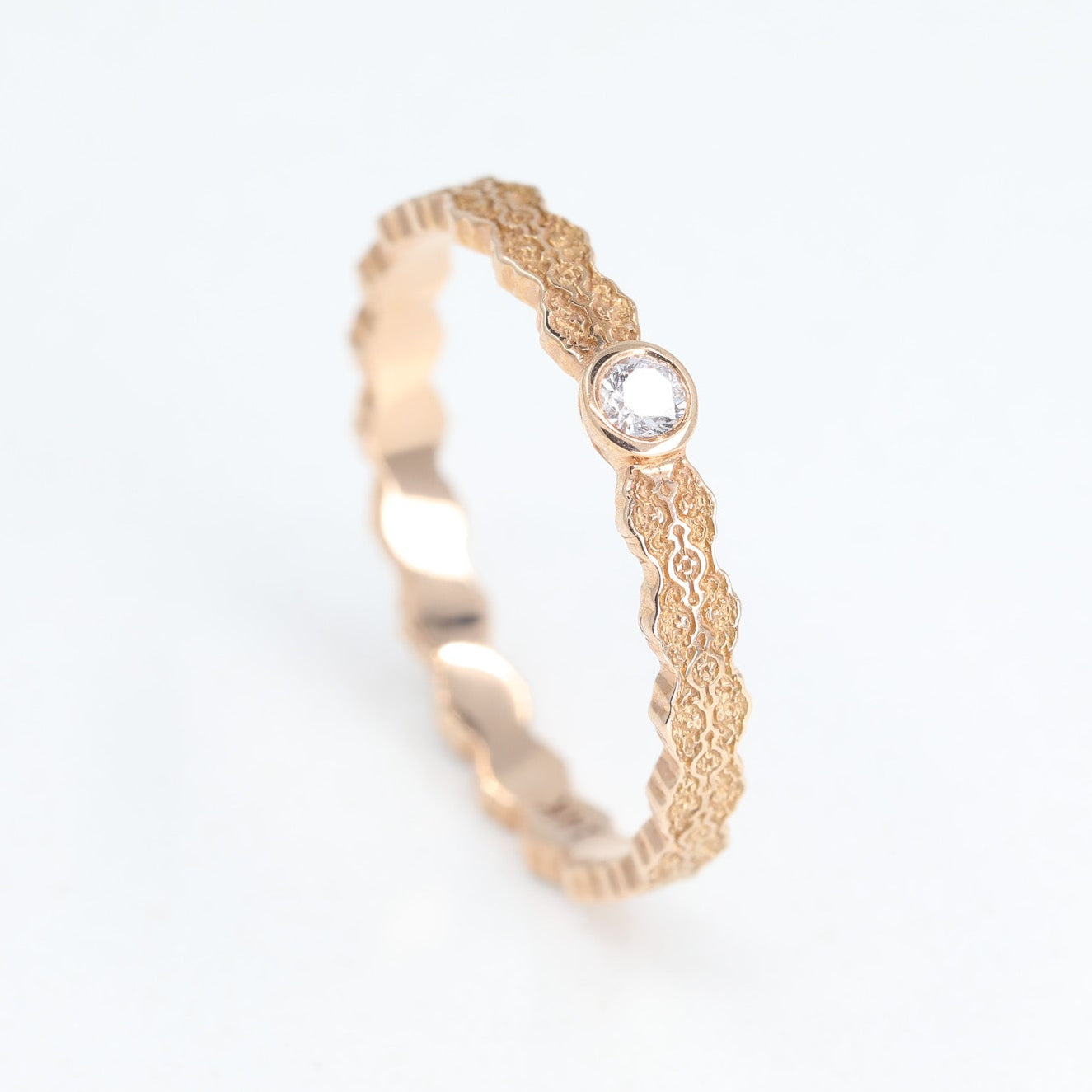 Isla Lace Solitaire Pink Diamond Ring in 14K Rose Gold – view 2