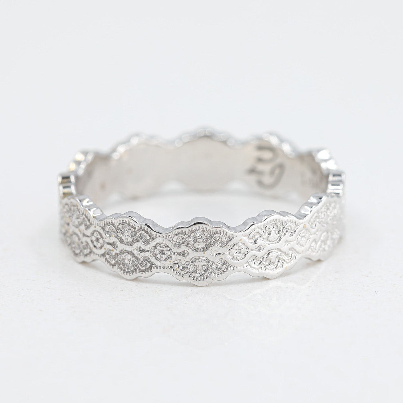 Aria Lace Wedding Ring in 14K White Gold