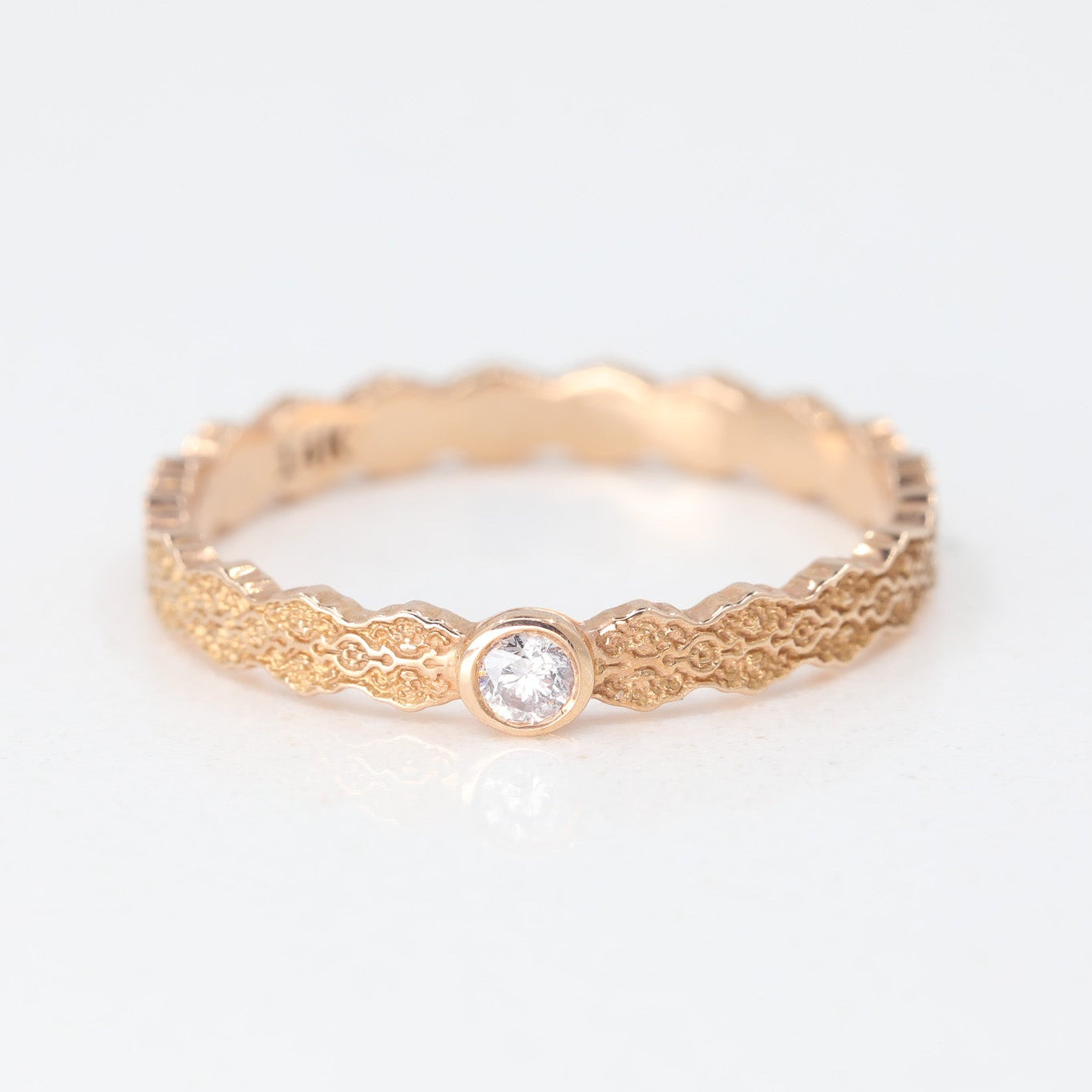 Isla Lace Solitaire Pink Diamond Ring in 14K Rose Gold