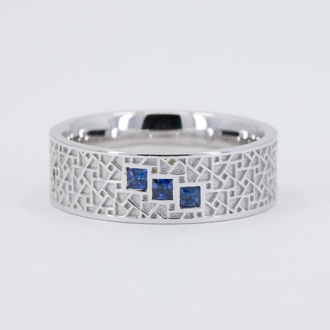 Atlas Men's Wedding Band with Three Princess Sapphires