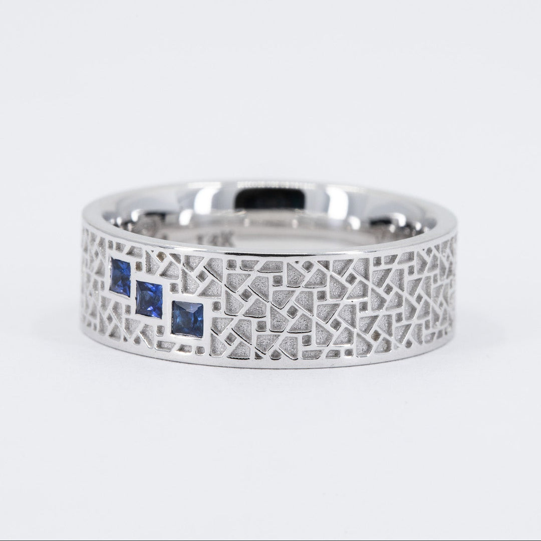 Atlas Men's Wedding Band with Three Princess Sapphires
