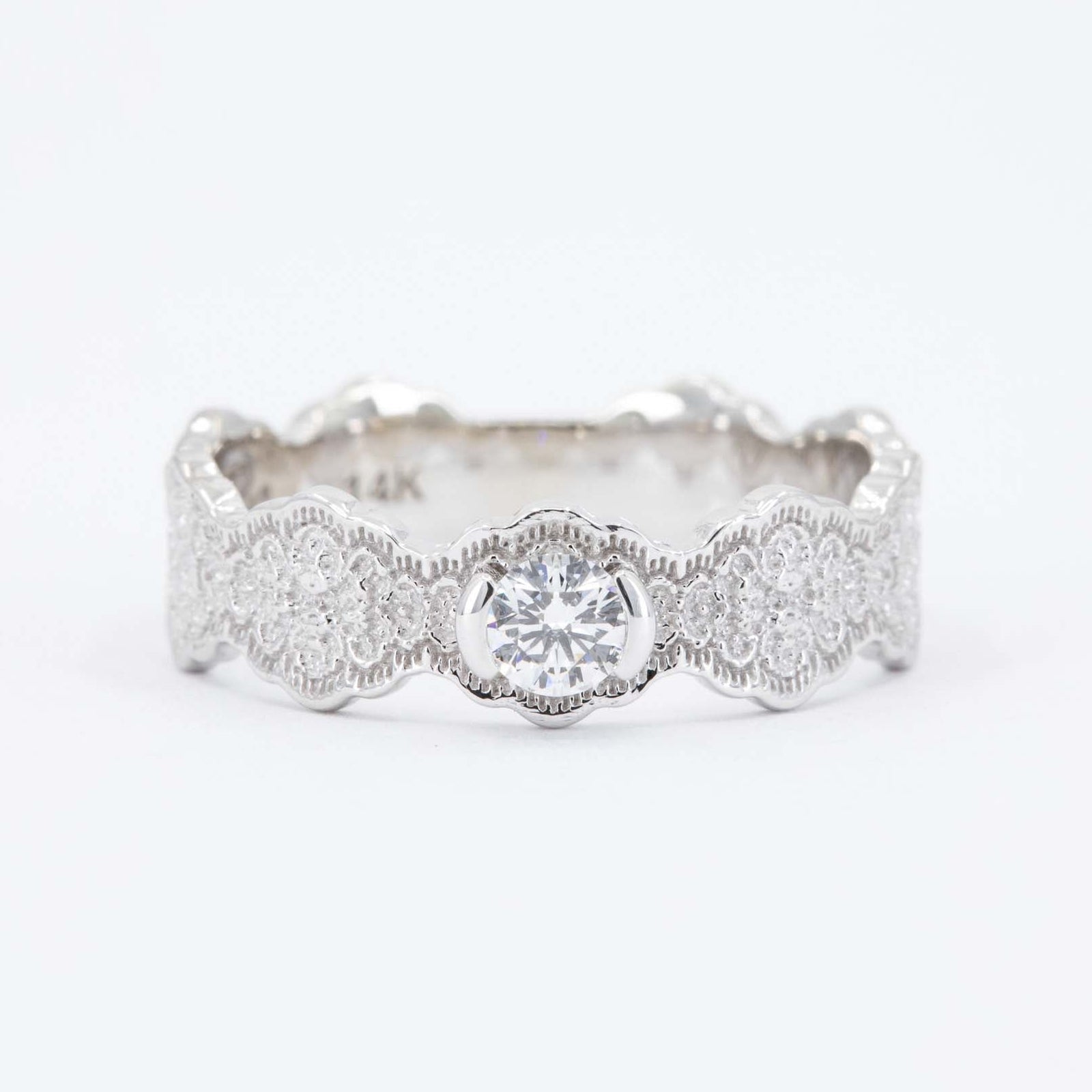 Elara Lace Diamond Engagement Ring in 14K Yellow Gold