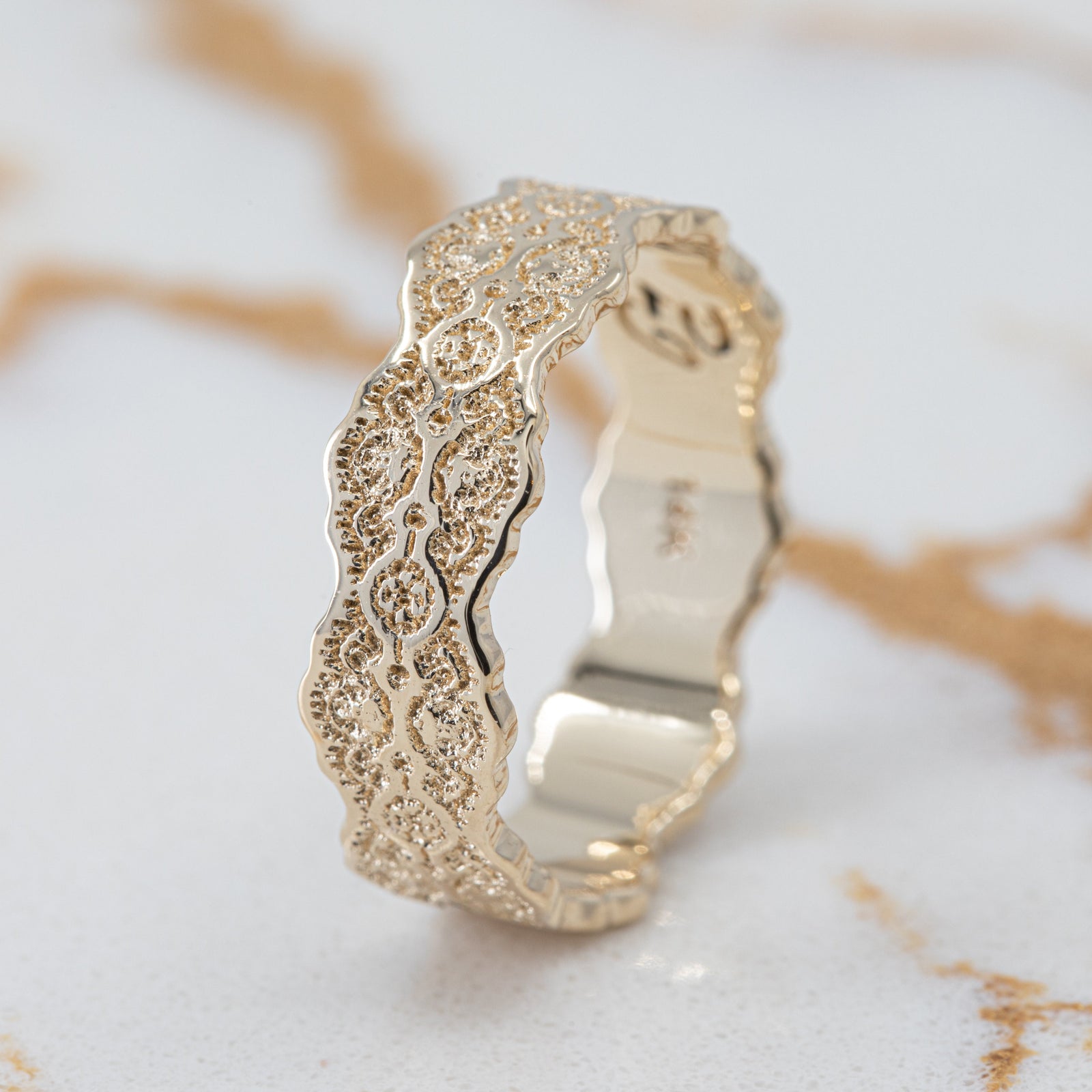 Lorelei Lace Wedding Ring in 14K Yellow Gold – view 2