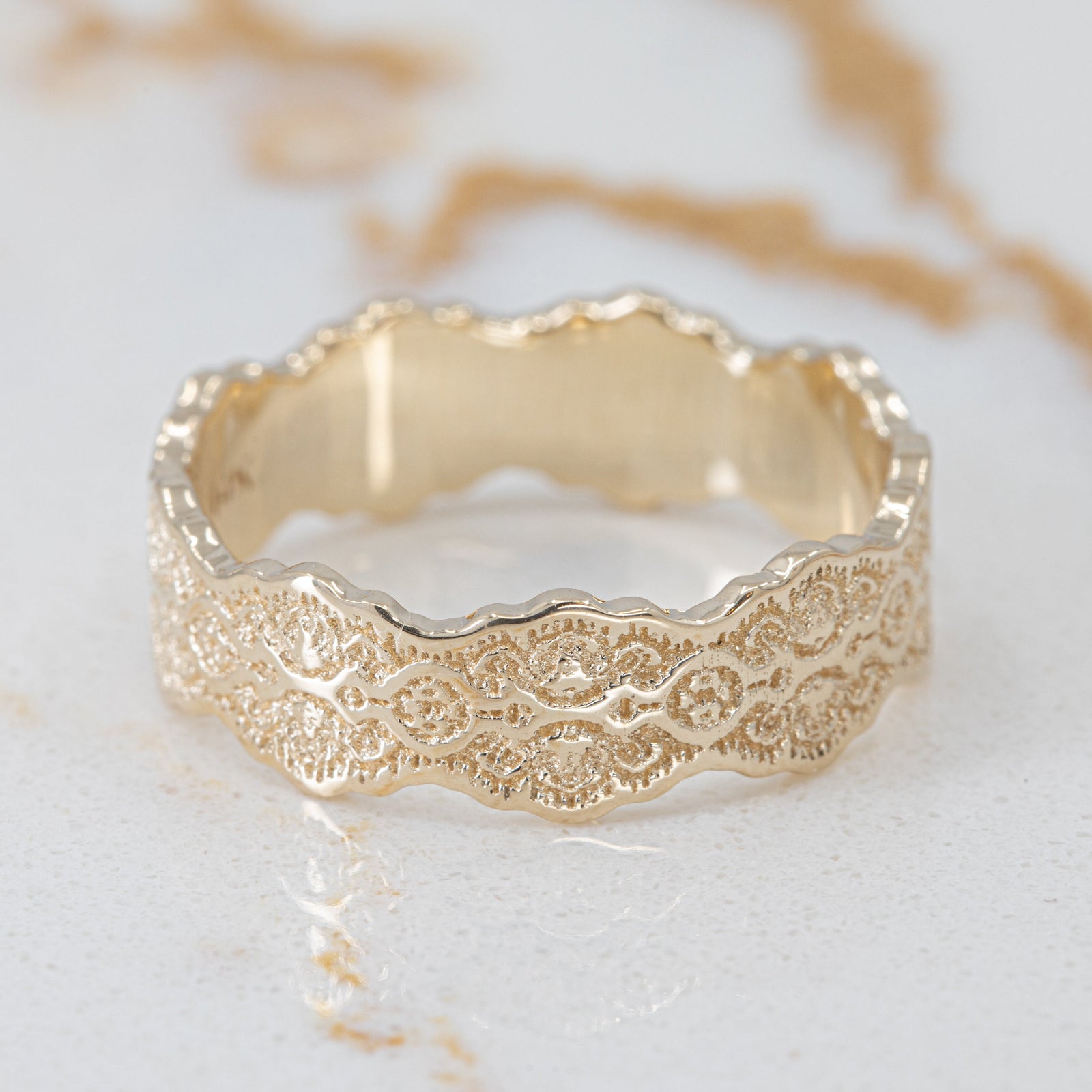 Lorelei Lace Wedding Ring in 14K Yellow Gold