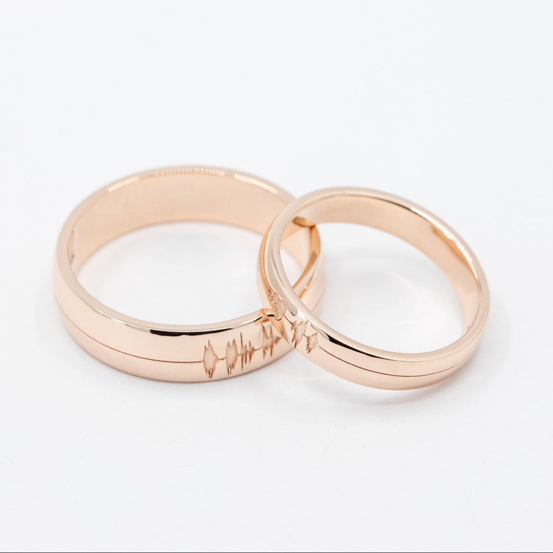 Personalized Sound Wave Wedding Rings for Couples