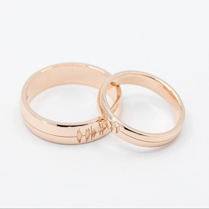 Personalized Sound Wave Wedding Rings for Couples