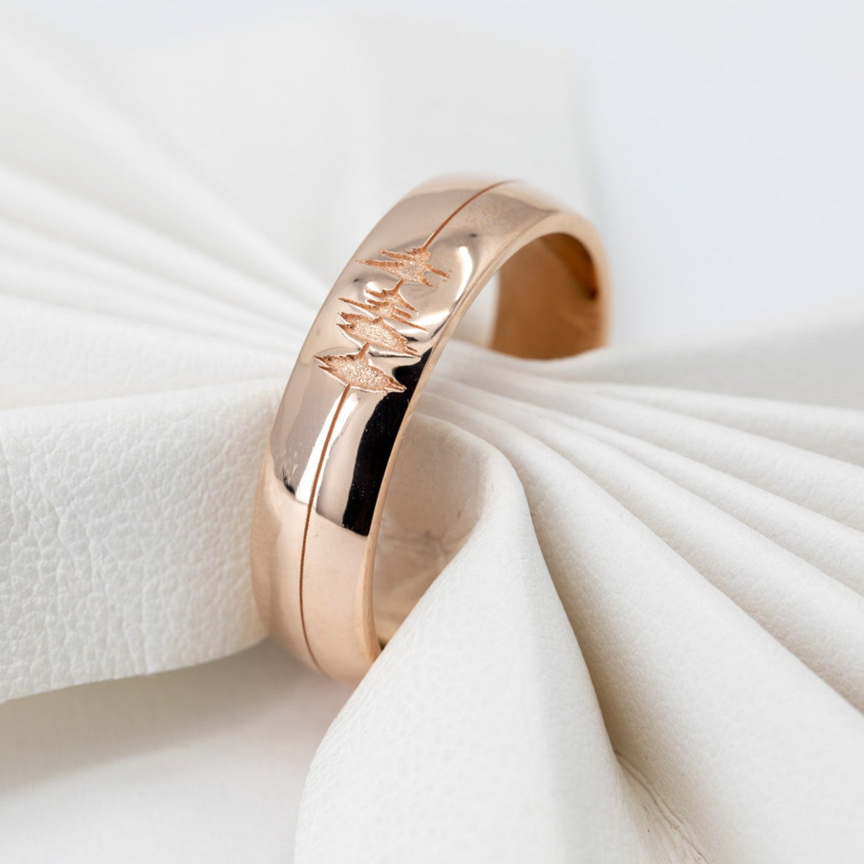 Personalized Sound Wave Wedding Band 6mm in 14K Yellow Gold – view 2