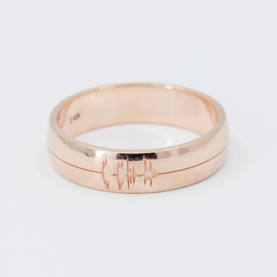Personalized Sound Wave Wedding Band 6mm in 14K Yellow Gold