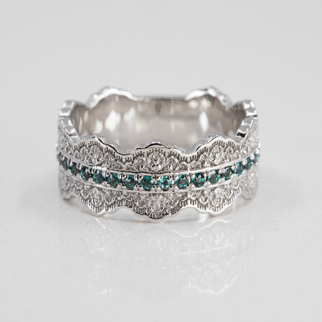 Esme Lace Wedding Ring with Eternity Alexandrites