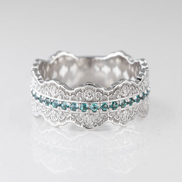 Esme Lace Wedding Ring with Eternity Alexandrites