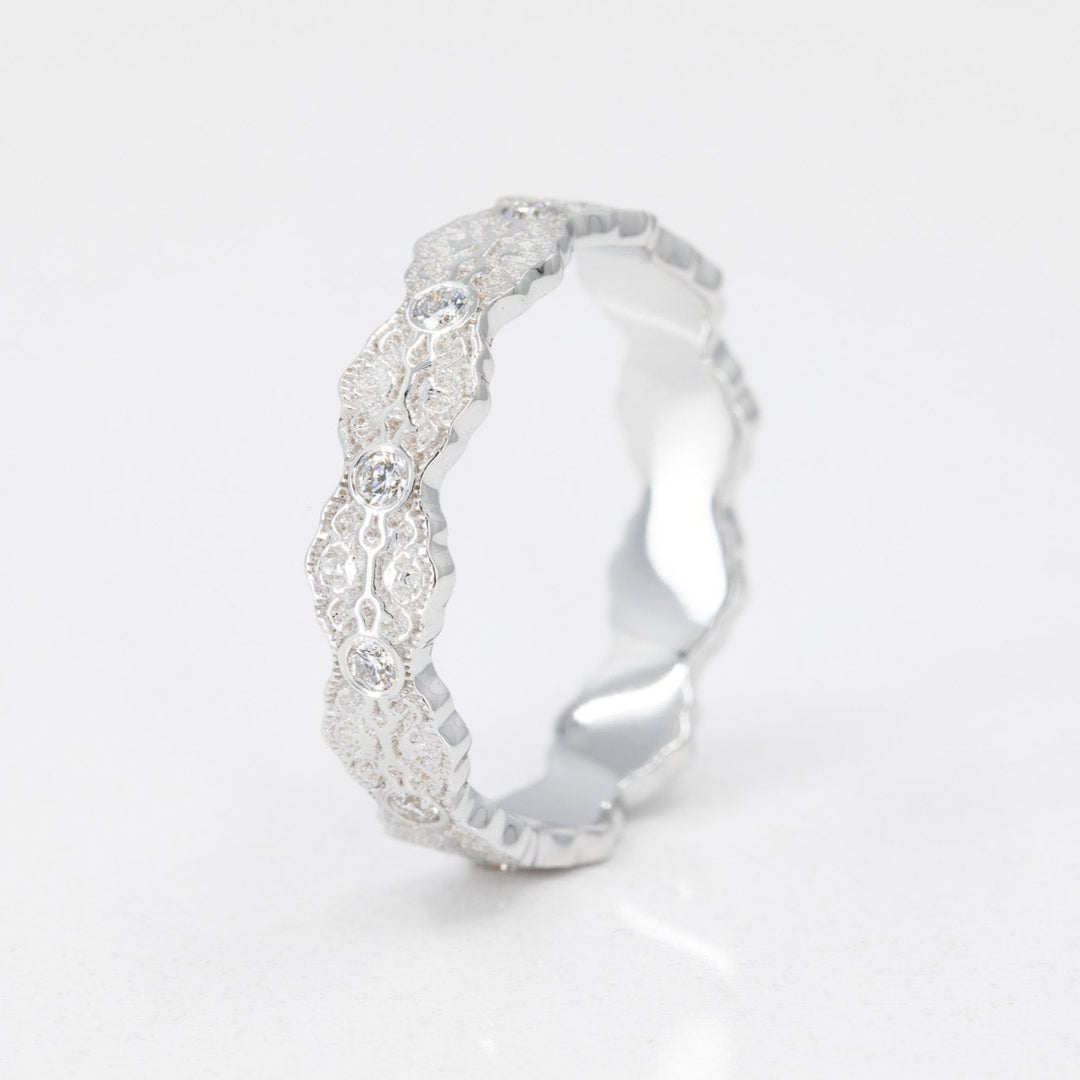 Aria Lace Wedding Ring with Eternity Diamonds