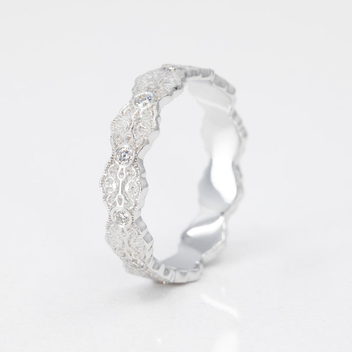 Aria Lace Wedding Ring with Eternity Diamonds