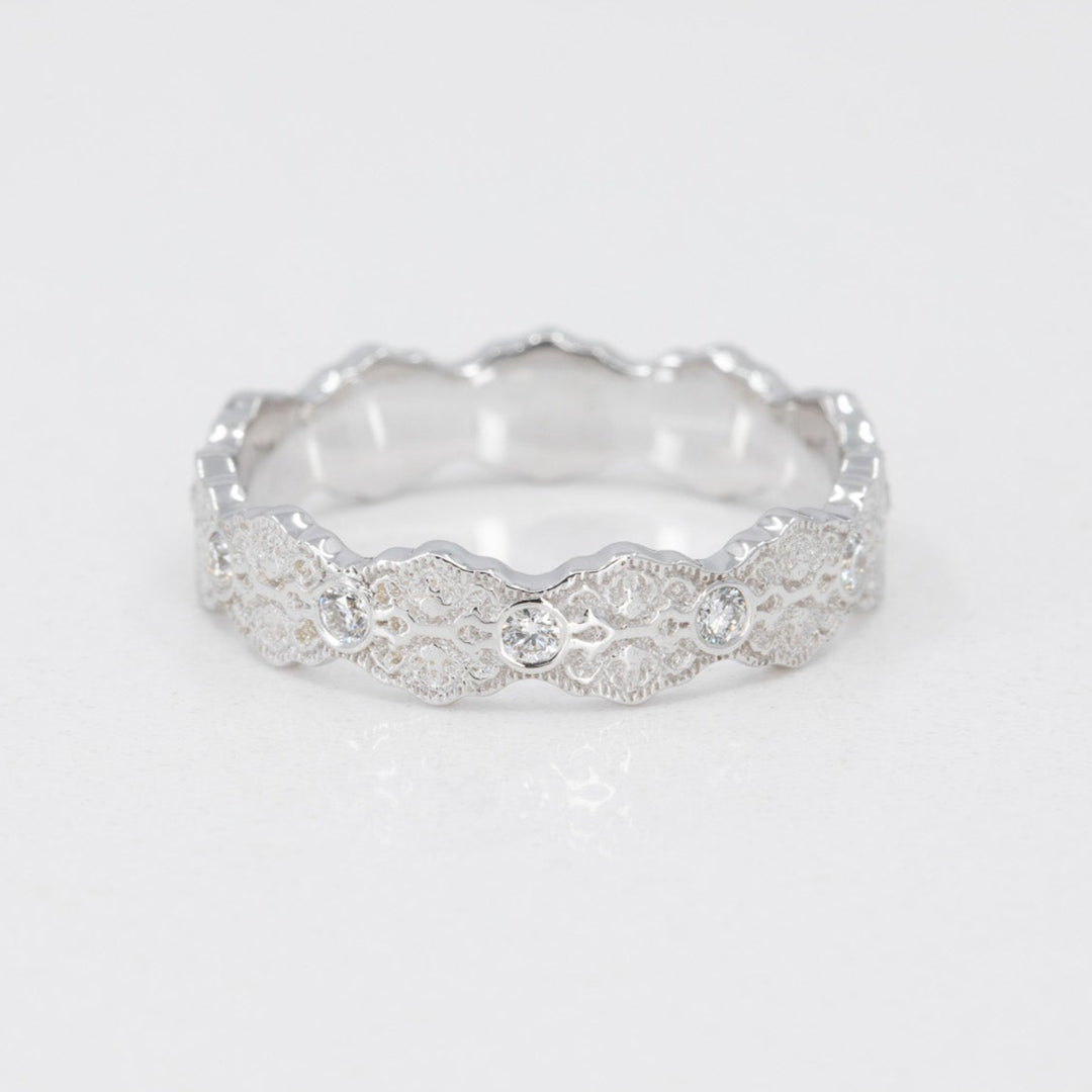 Aria Lace Wedding Ring with Eternity Diamonds